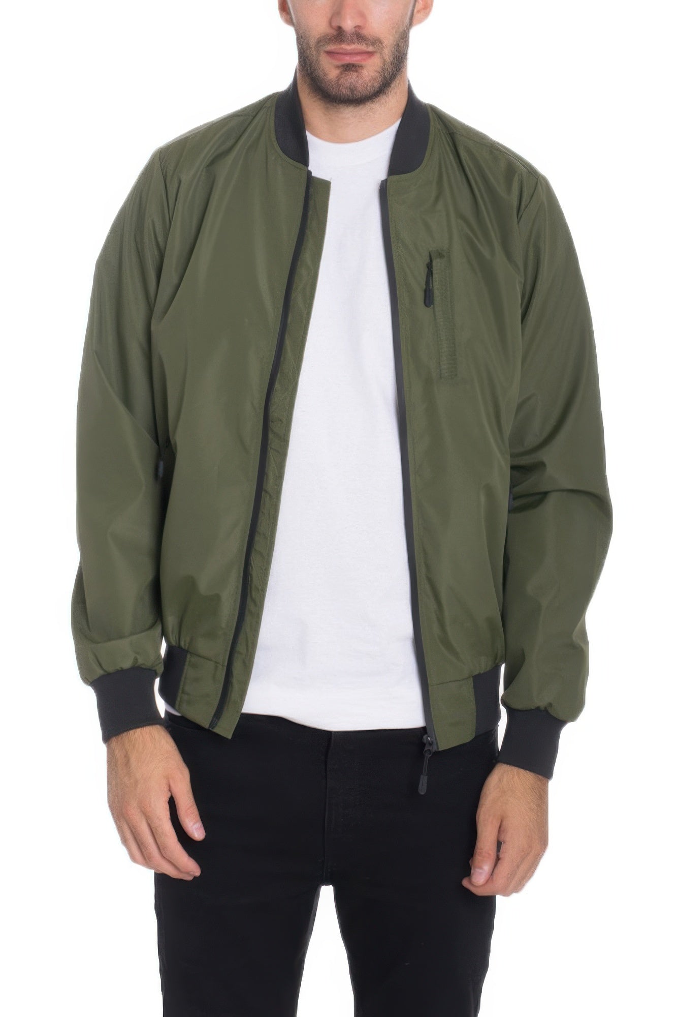 SplendorAmoris men's lightweight windbreaker jacket in olive green for transitional casual wear
